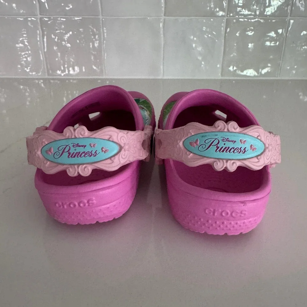 Crocs Disney Princess Clogs Girls Size 8/9 Pink Ariel Cinderella Rapunzel